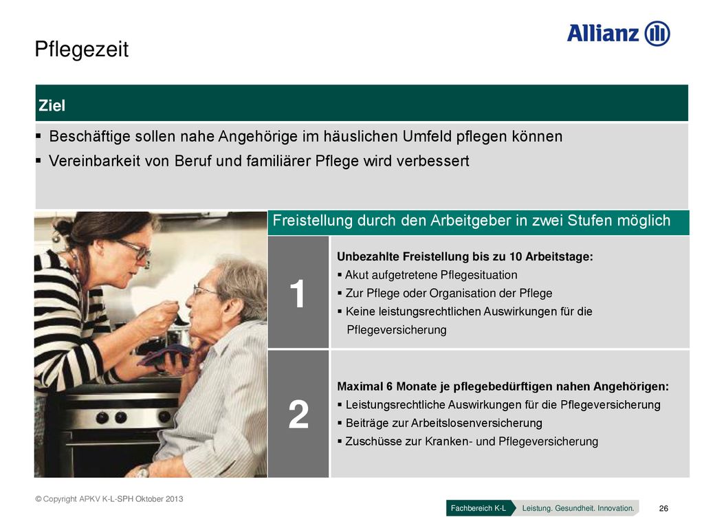 Pflegezeit Ziel. Beschäftige sollen nahe Angehörige im häuslichen Umfeld pflegen können.