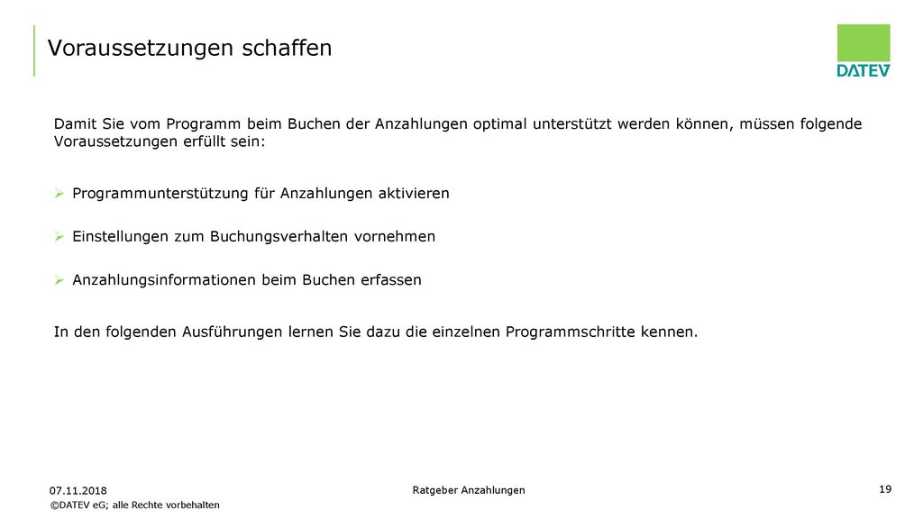 Ratgeber Anzahlungen Komfortable Und Effiziente Bearbeitung Erhaltener Anzahlungen In Den Datev Programmen Ppt Herunterladen