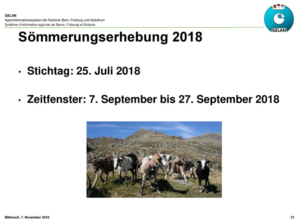 Sömmerungserhebung 2018 Stichtag: 25. Juli 2018