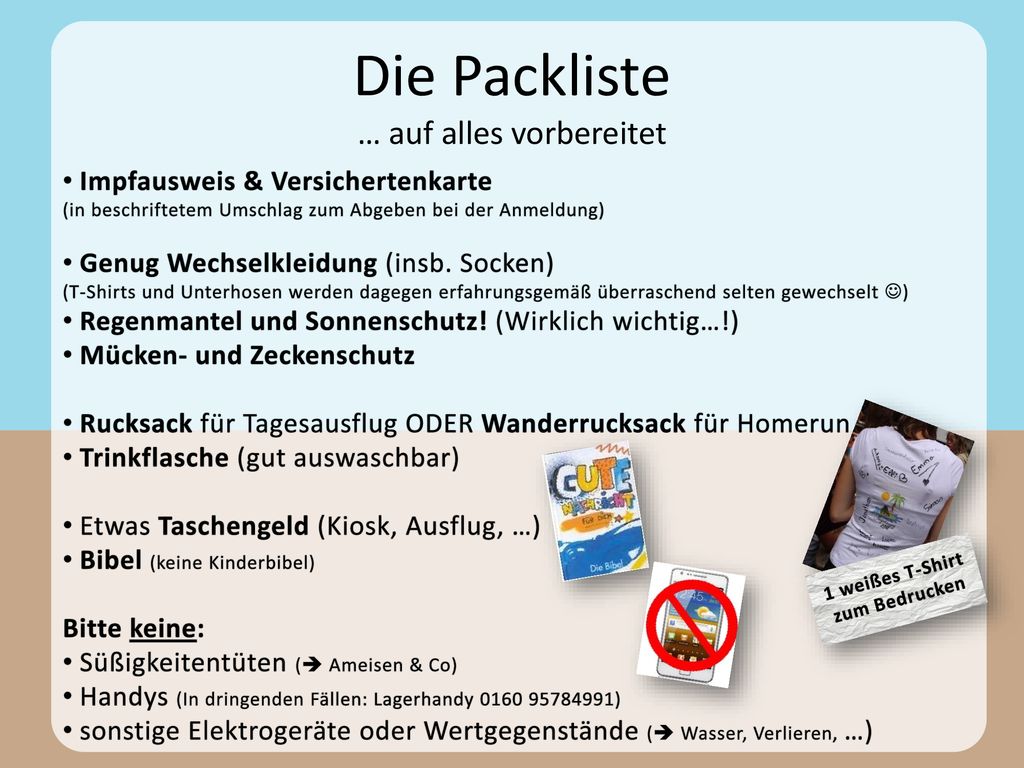 Die Packliste … auf alles vorbereitet
