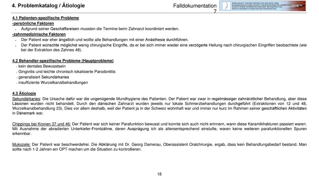 4. Problemkatalog / Ätiologie Falldokumentation 7