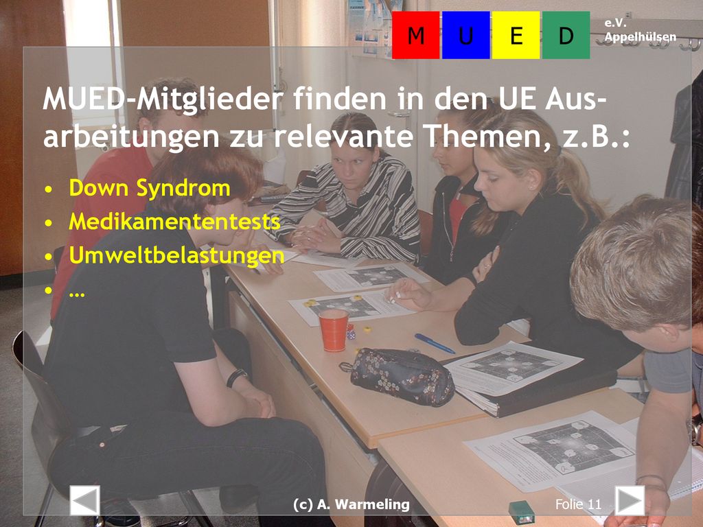 MUED-Mitglieder finden in den UE Aus- arbeitungen zu relevante Themen, z.B.: