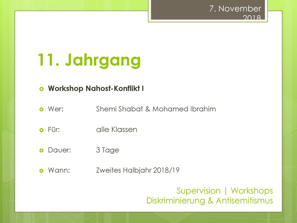 11. Jahrgang 7. November November 2018 Supervision | Workshops
