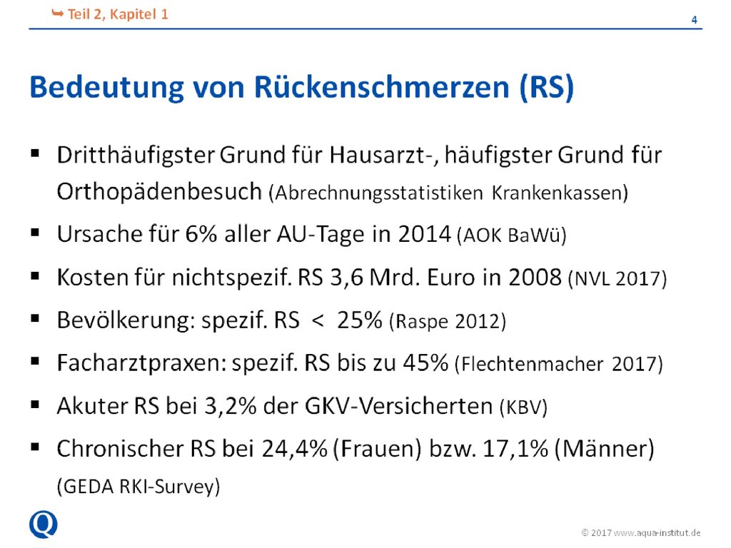 Die Sensitivität von red flags (Wahrscheinlichkeit für das Vorliegen eines „red flag bei Vorliegen einer spezifischen Ursache) und die Spezifität (Wahrscheinlichkeit für das Fehlen eines „red flag wenn keine spezifische Ursache vorliegt) sind eher gering (Orthopädievertrag).