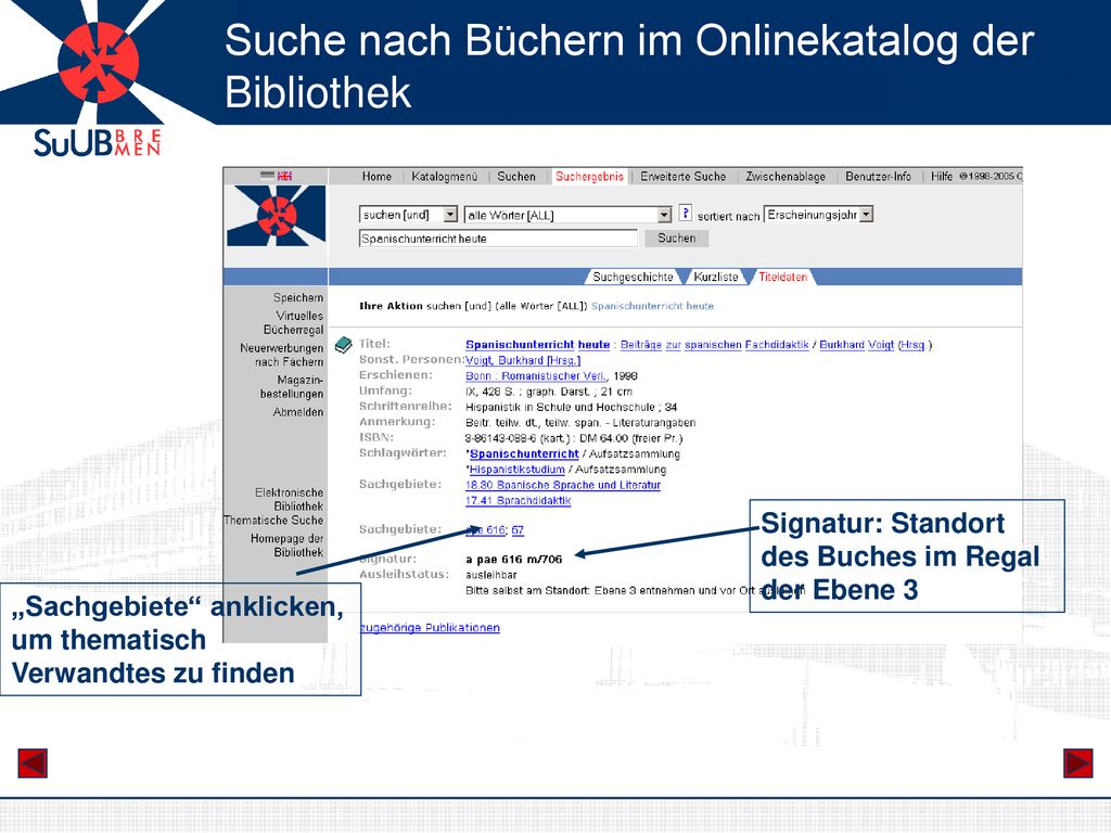 Suche nach Büchern im Onlinekatalog der Bibliothek