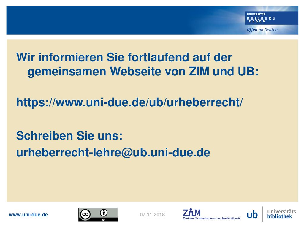 Wir informieren Sie fortlaufend auf der gemeinsamen Webseite von ZIM und UB:   Schreiben Sie uns: