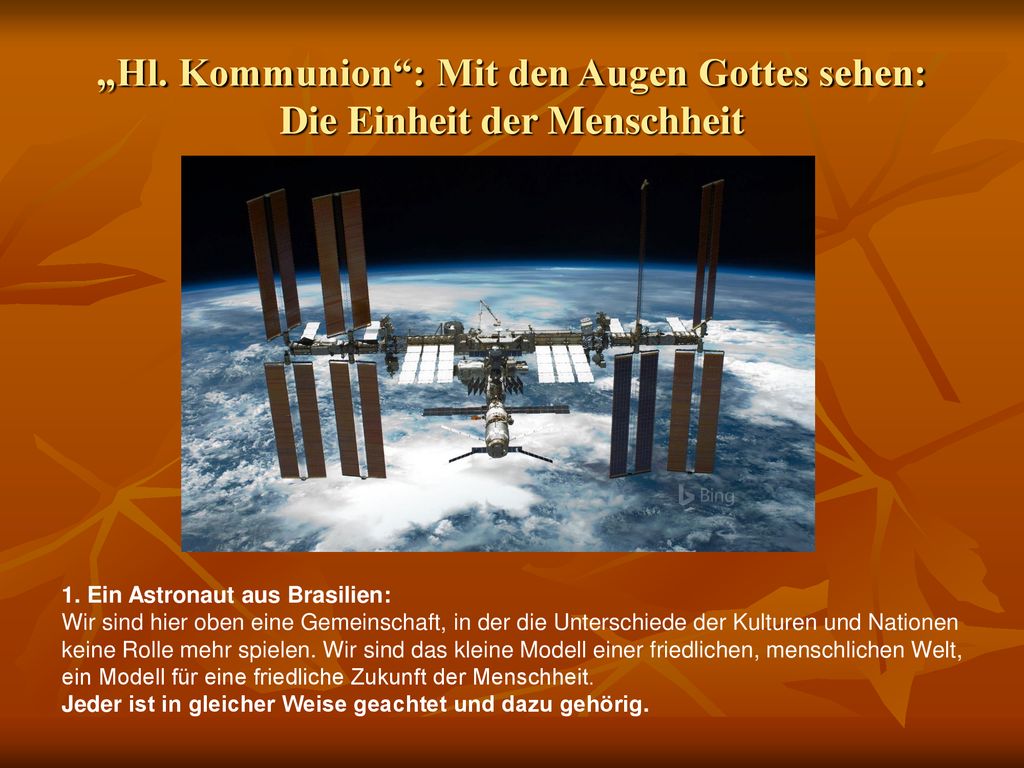 „Hl. Kommunion : Mit den Augen Gottes sehen: Die Einheit der Menschheit