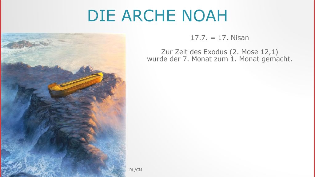 Die Arche Noah = 17. Nisan Zur Zeit des Exodus (2. Mose 12,1)