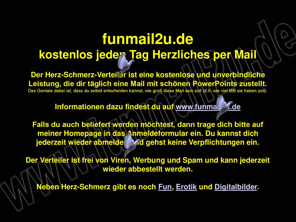 funmail2u.de kostenlos jeden Tag Herzliches per Mail