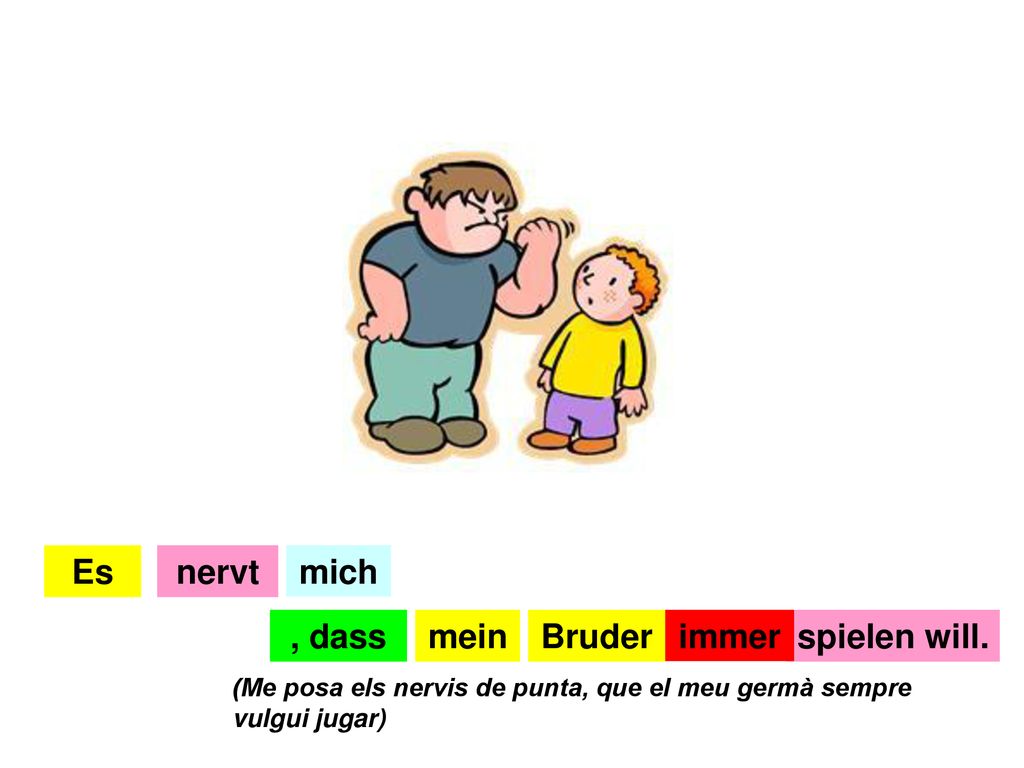 Es nervt mich , dass mein Bruder immer spielen will.