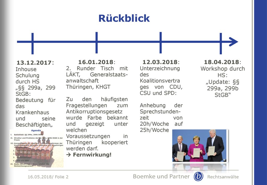 Rückblick : Inhouse Schulung durch HS. „§§ 299a, 299 StGB: Bedeutung für das Krankenhaus und seine Beschäftigten„