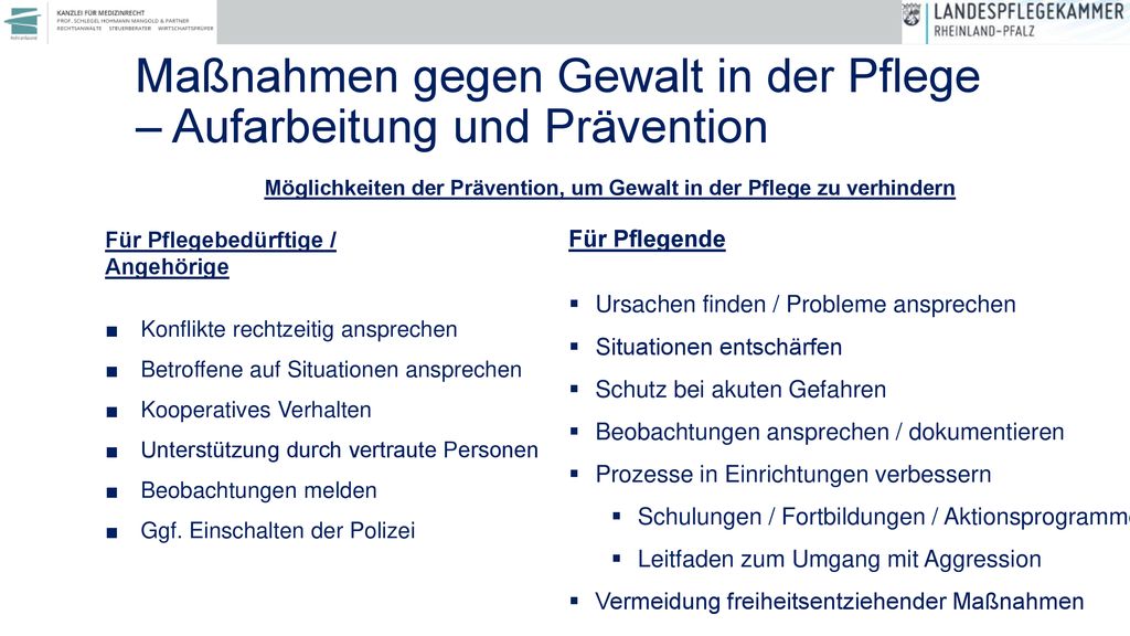Maßnahmen gegen Gewalt in der Pflege – Aufarbeitung und Prävention