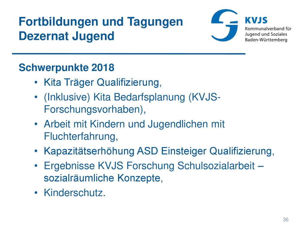 Fortbildungen und Tagungen Dezernat Jugend