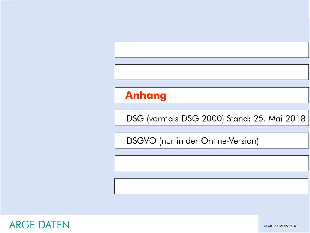 Anhang ARGE DATEN DSG (vormals DSG 2000) Stand: 25. Mai 2018
