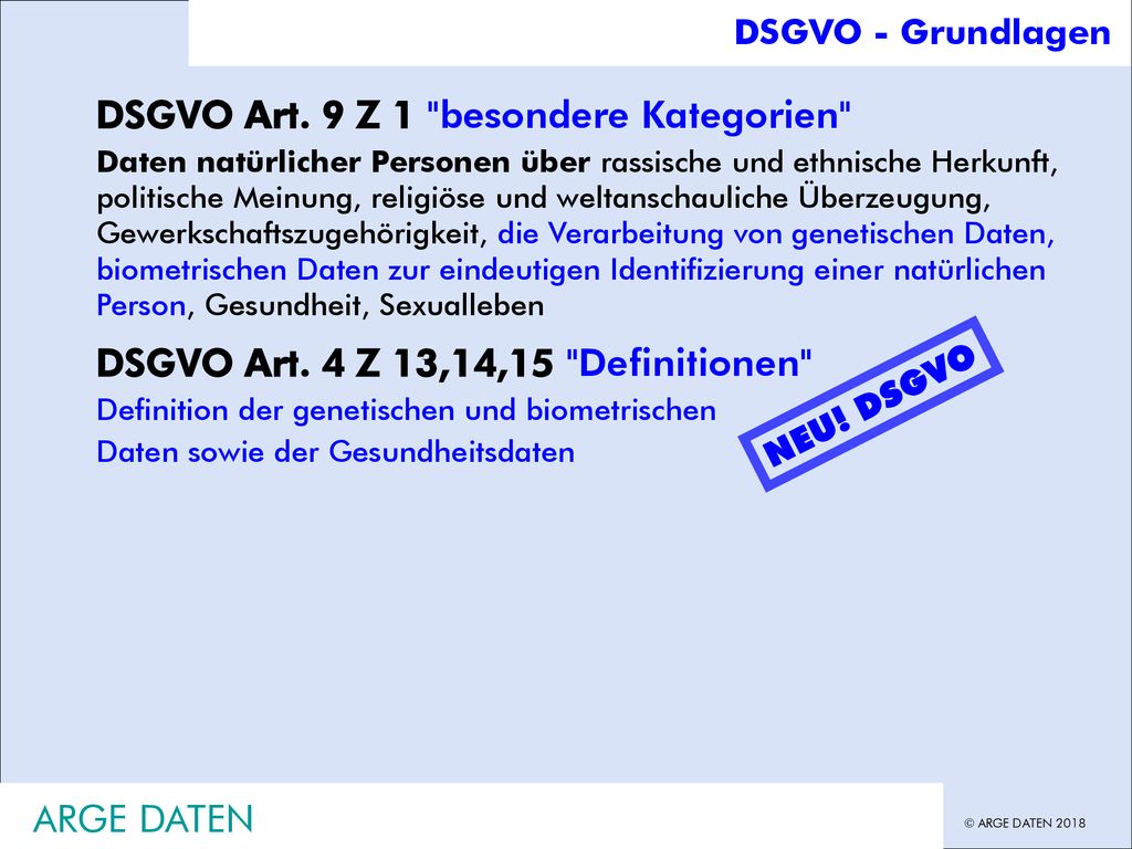 DSGVO Art. 9 Z 1 besondere Kategorien
