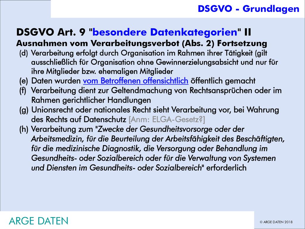 DSGVO Art. 9 besondere Datenkategorien II