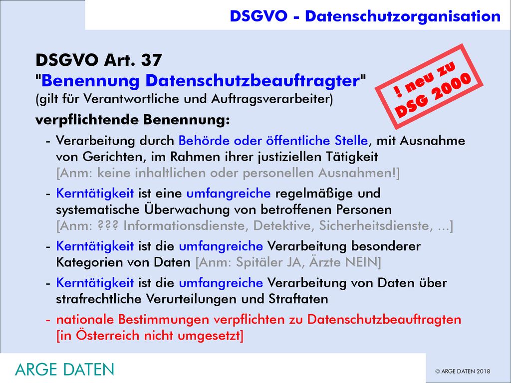 Mai 2018 Hans G. Zeger, DSGVO & Datenschutz-Anpassungsgesetz(e) DSGVO - Datenschutzorganisation.