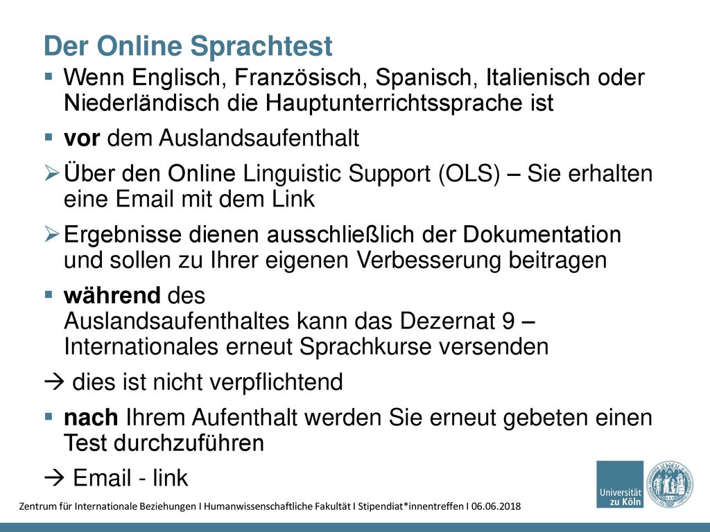 Der Online Sprachtest Wenn Englisch, Französisch, Spanisch, Italienisch oder Niederländisch die Hauptunterrichtssprache ist.