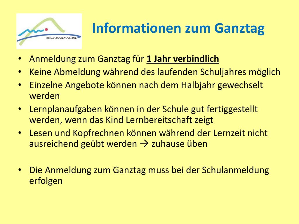 Informationen zum Ganztag