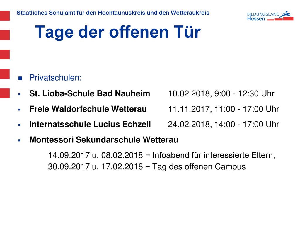 Tage der offenen Tür Privatschulen: