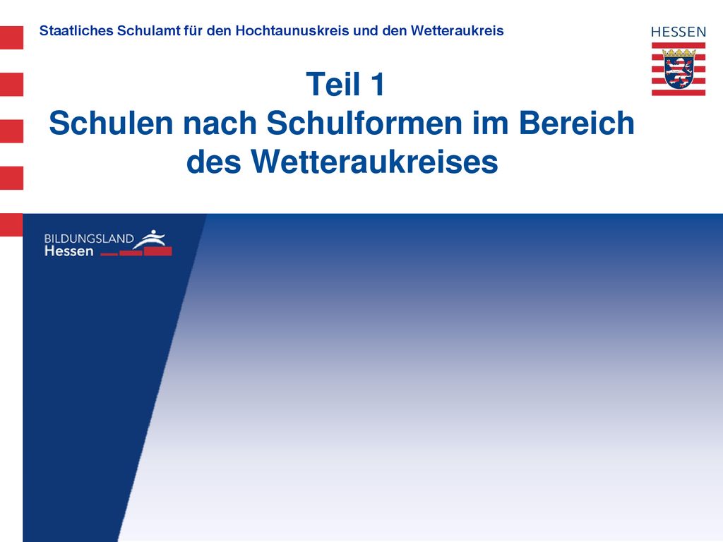 Teil 1 Schulen nach Schulformen im Bereich des Wetteraukreises