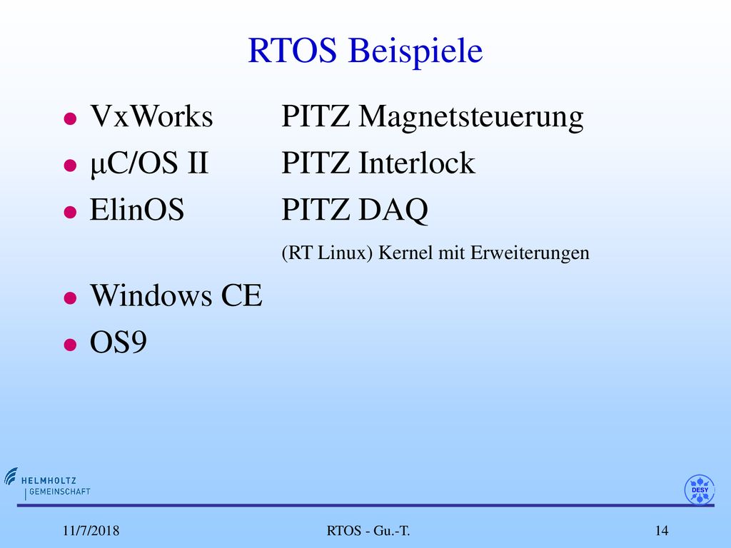 RTOS Beispiele VxWorks PITZ Magnetsteuerung μC/OS II PITZ Interlock
