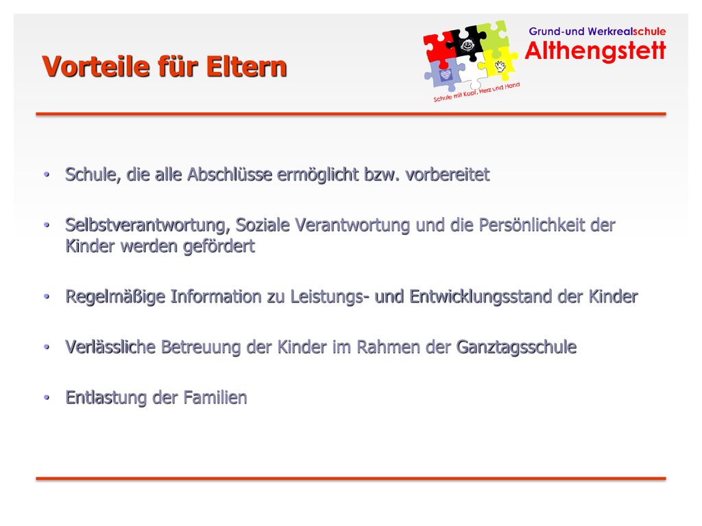 Vorteile für Eltern Schule, die alle Abschlüsse ermöglicht bzw. vorbereitet.