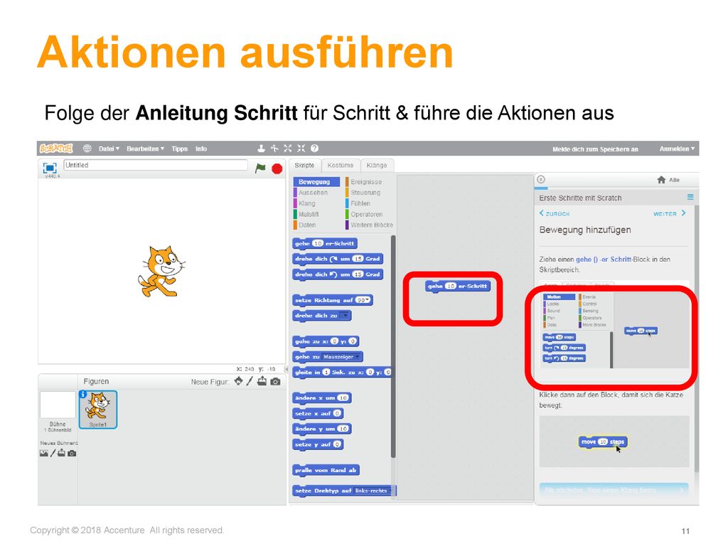 Aktionen ausführen Folge der Anleitung Schritt für Schritt & führe die Aktionen aus