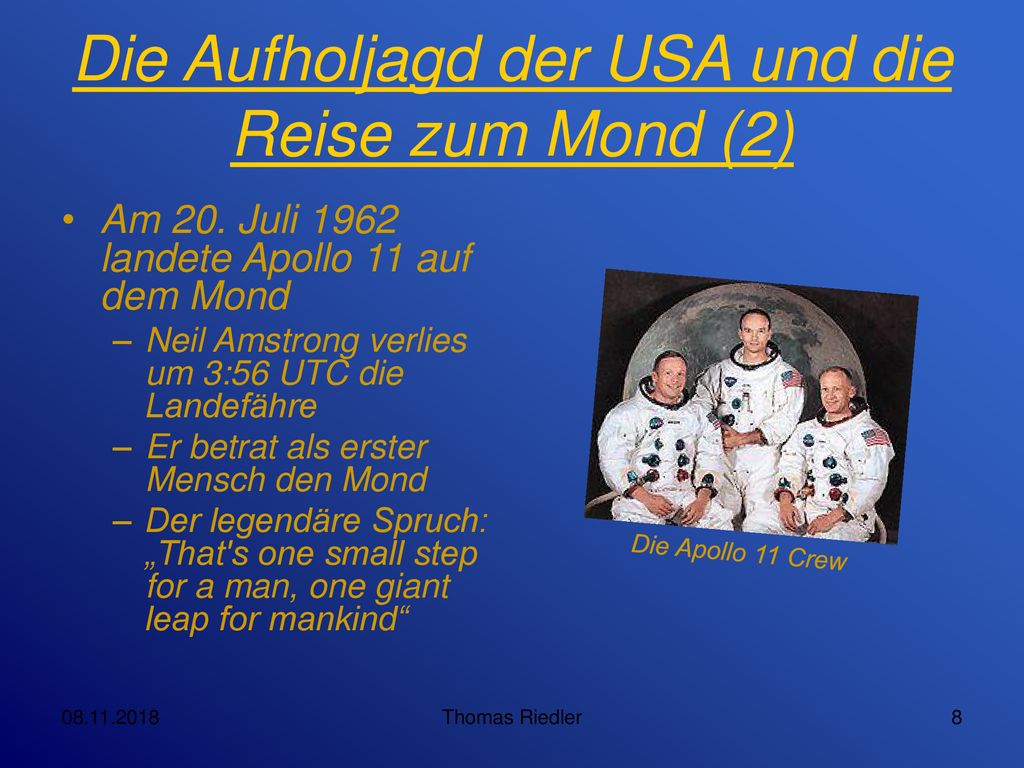 Die Aufholjagd der USA und die Reise zum Mond (2)