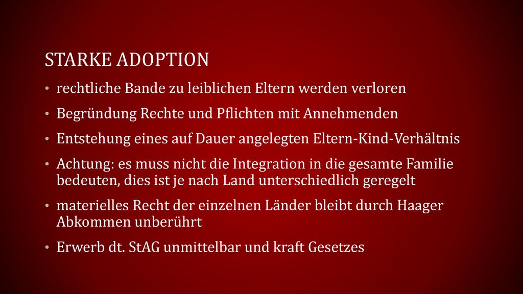 Starke Adoption rechtliche Bande zu leiblichen Eltern werden verloren