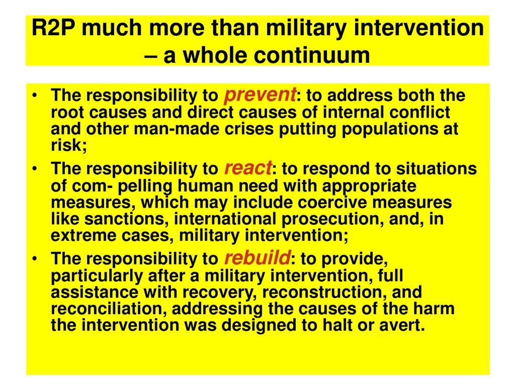 R2P much more than military intervention – a whole continuum