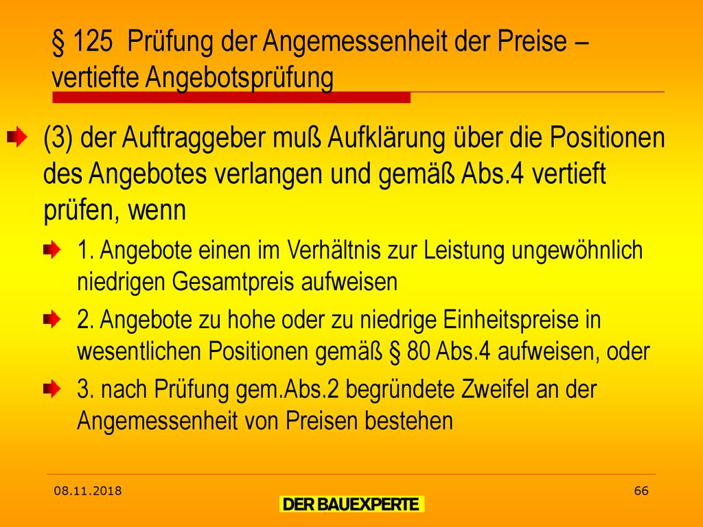 § 125 Prüfung der Angemessenheit der Preise – vertiefte Angebotsprüfung