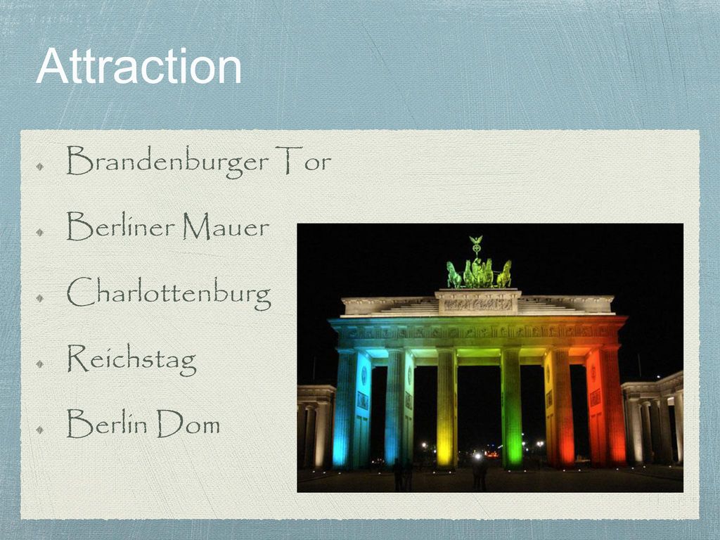 Attraction Brandenburger Tor Berliner Mauer Charlottenburg Reichstag