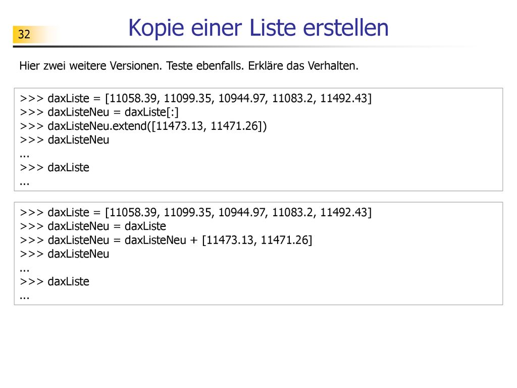 Kopie einer Liste erstellen