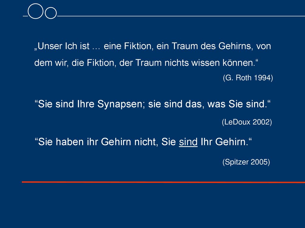 Sie haben ihr Gehirn nicht, Sie sind Ihr Gehirn. (Spitzer 2005)