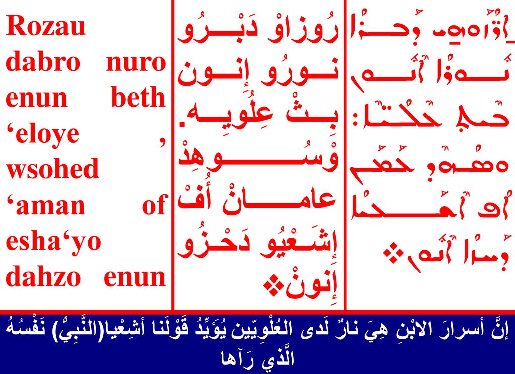 Rozau dabro nuro enun beth ‘eloye , wsohed ‘aman of esha‘yo dahzo enun .