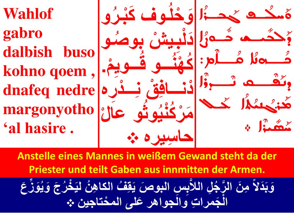 Wahlof gabro dalbish buso kohno qoem , dnafeq nedre margonyotho ‘al hasire .