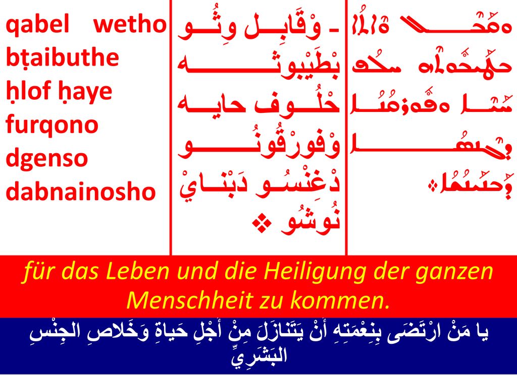 für das Leben und die Heiligung der ganzen Menschheit zu kommen.