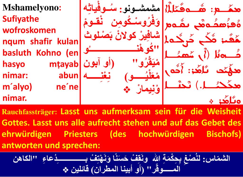 Mshamelyono: Sufiyathe wofroskomen nqum shafir kulan basluth Kohno (en hasyo mṭayab nimar: abun m´alyo) ne´ne nimar.