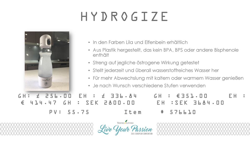 HYDROGIZE In den Farben Lila und Elfenbein erhältlich. Aus Plastik hergestellt, das kein BPA, BPS oder andere Bisphenole enthält.