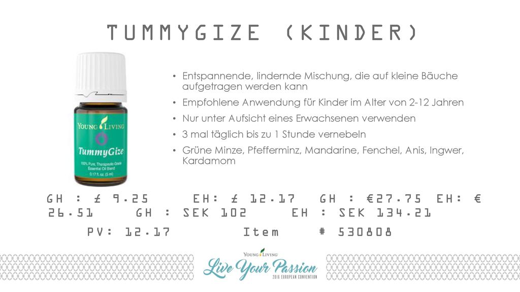TUMMYGIZE (KINDER) Entspannende, lindernde Mischung, die auf kleine Bäuche aufgetragen werden kann.