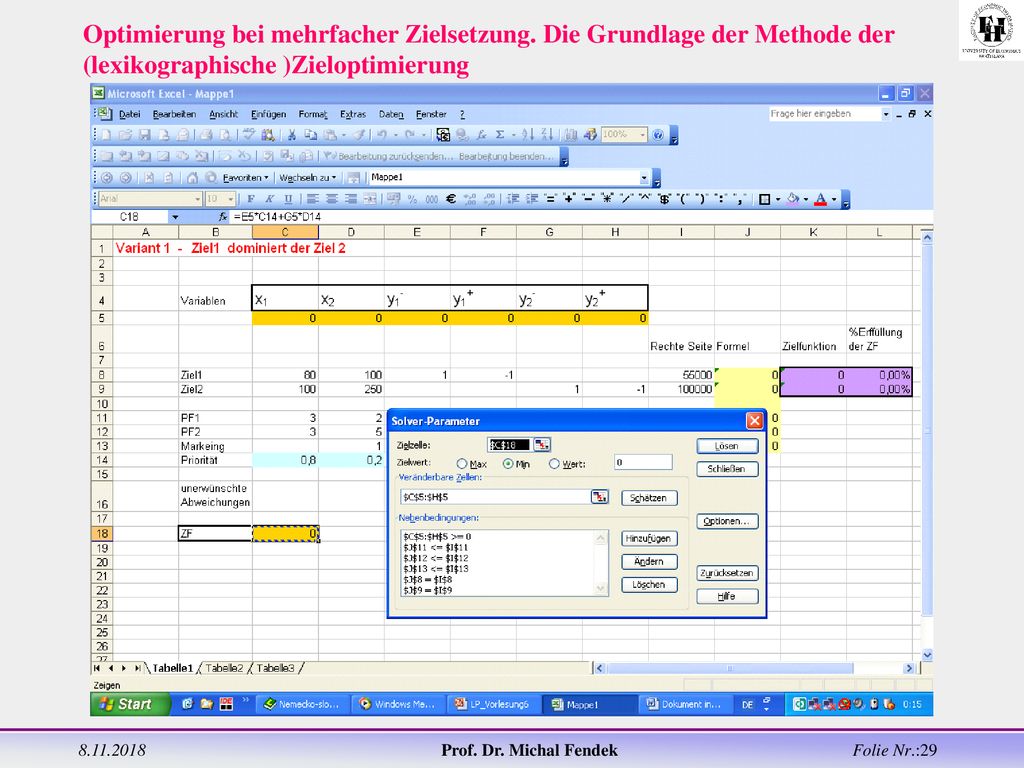 jjjjjj Optimierung bei mehrfacher Zielsetzung. Die Grundlage der Methode der (lexikographische )Zieloptimierung.
