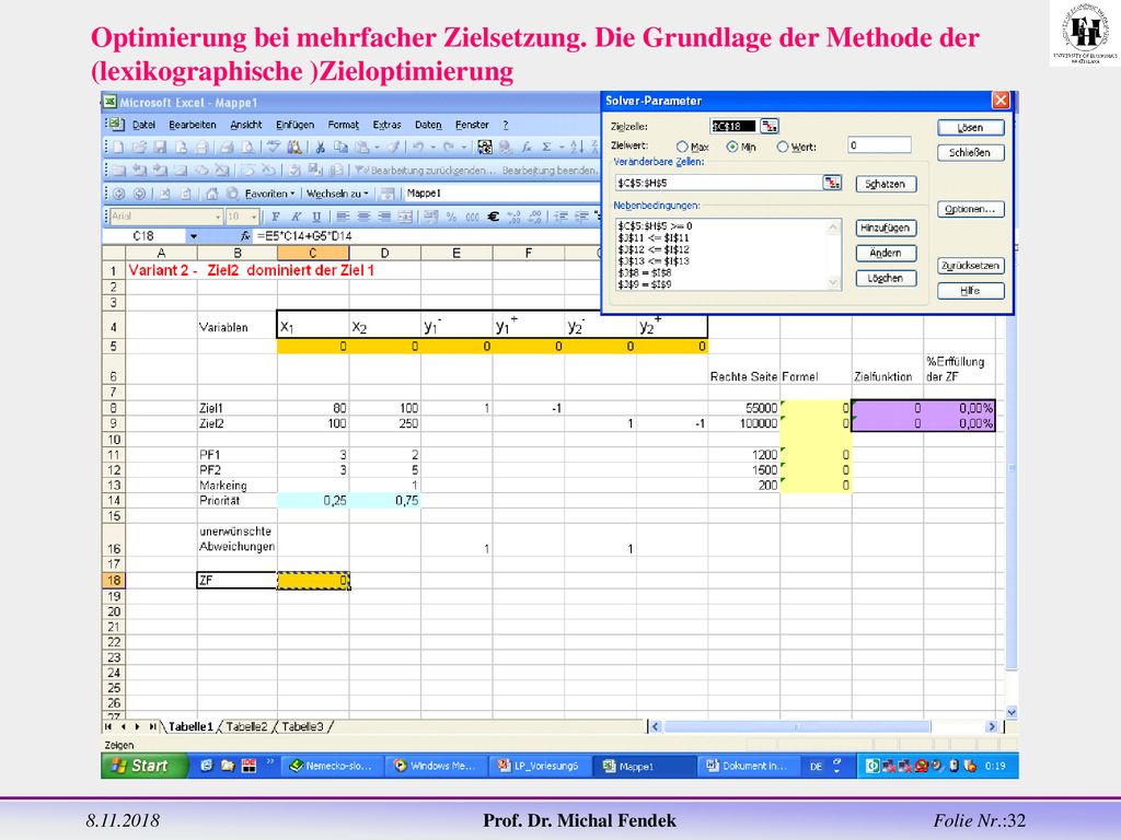jjjjjj Optimierung bei mehrfacher Zielsetzung. Die Grundlage der Methode der (lexikographische )Zieloptimierung.