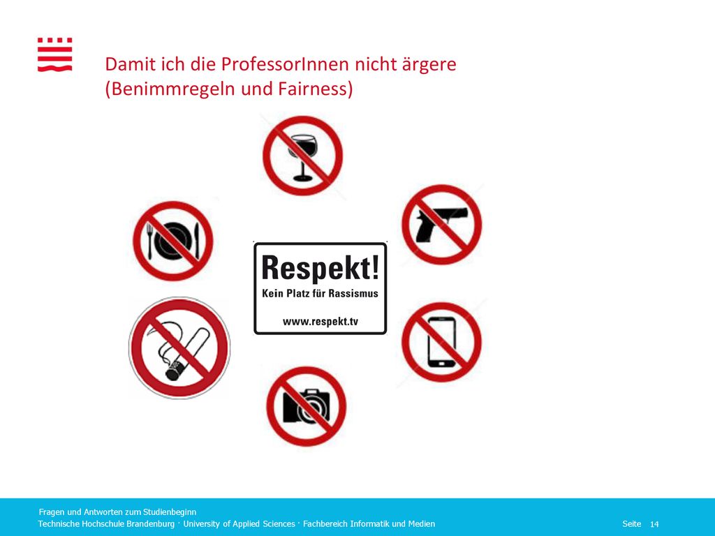 Damit ich die ProfessorInnen nicht ärgere (Benimmregeln und Fairness)