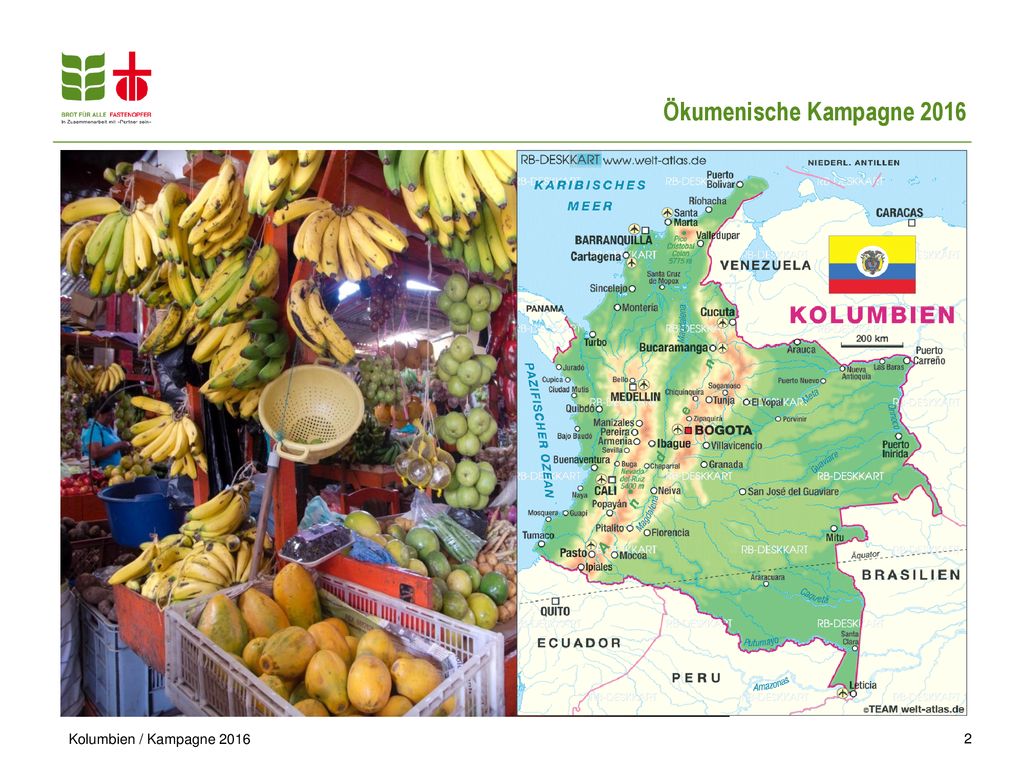 Kolumbien ist ein reiches Land mit grosser Artenvielfalt bei Pflanzen und Tieren, mit feuchten Tropenwäldern im Amazonasgebiet, dem karibischen und pazifischen Küstentiefland, den Savannenebenen und den dominierenden Anden, deren höchste Gipfel mit Schnee bedeckten sind.