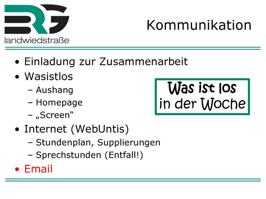 Kommunikation Was ist los in der Woche Einladung zur Zusammenarbeit