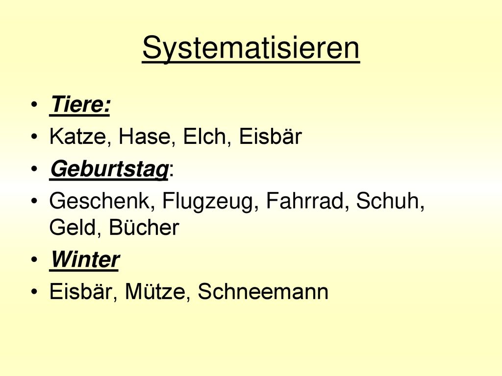 Systematisieren Tiere: Katze, Hase, Elch, Eisbär Geburtstag: