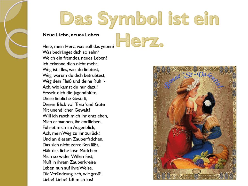 Das Symbol ist ein Herz. . Neue Liebe, neues Leben