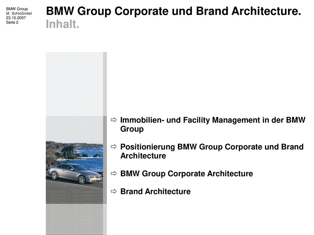 BMW Group Corporate und Brand Architecture. Inhalt.