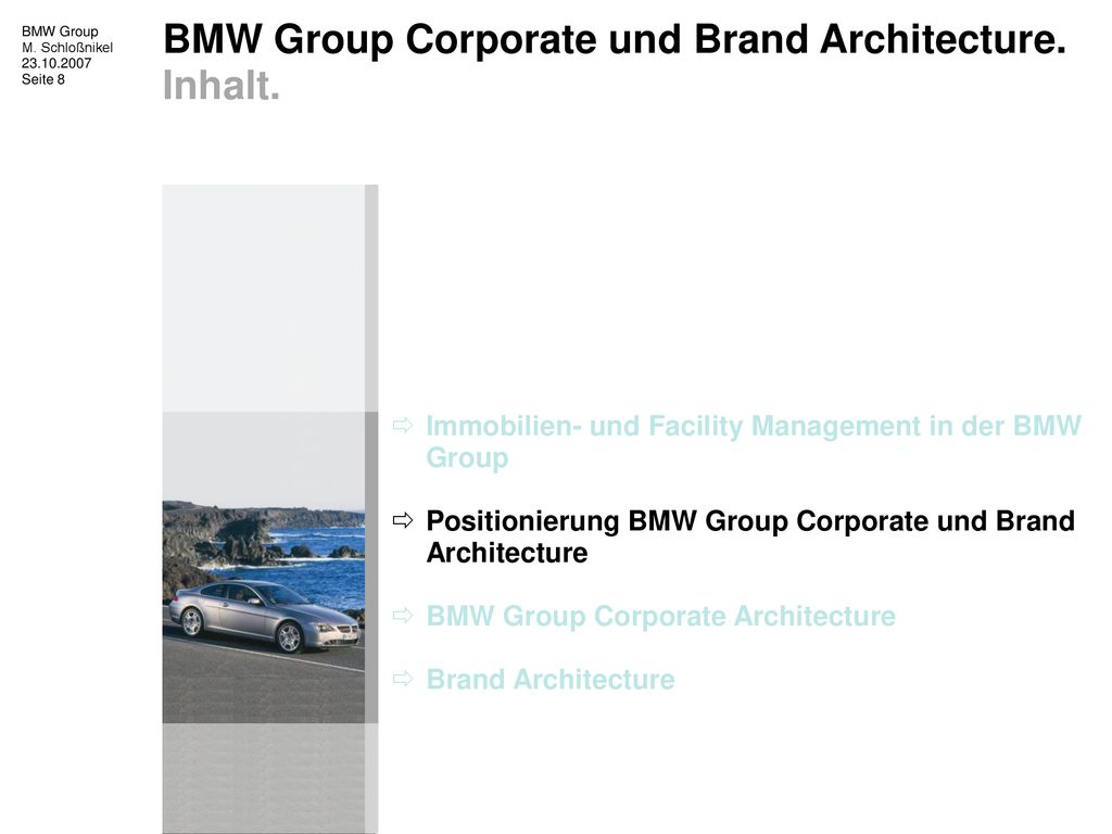 BMW Group Corporate und Brand Architecture. Inhalt.